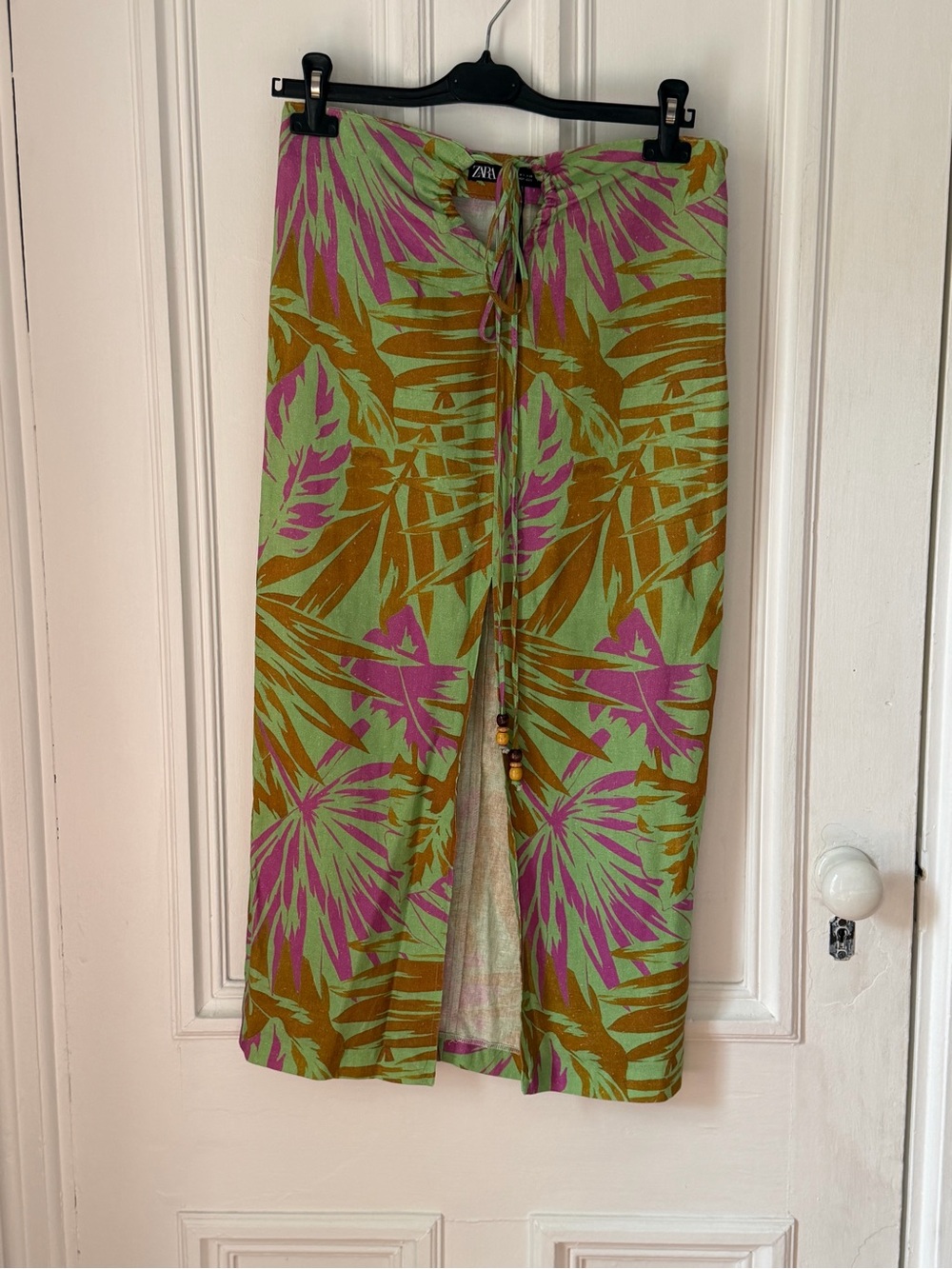 Women’s Zara NWOT Tropical Linen Blend Maxi Skirt/Beach Cover Up Size Medium